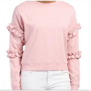 For the Republic Pink Ruffle Sleeve Sweatshirt XS